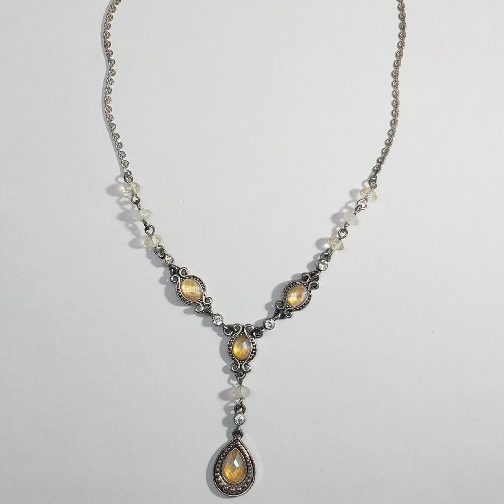 Vintage Avon yellow rhinestone Art Deco necklace